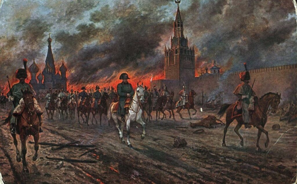 Napoleon retreats from Moscow
